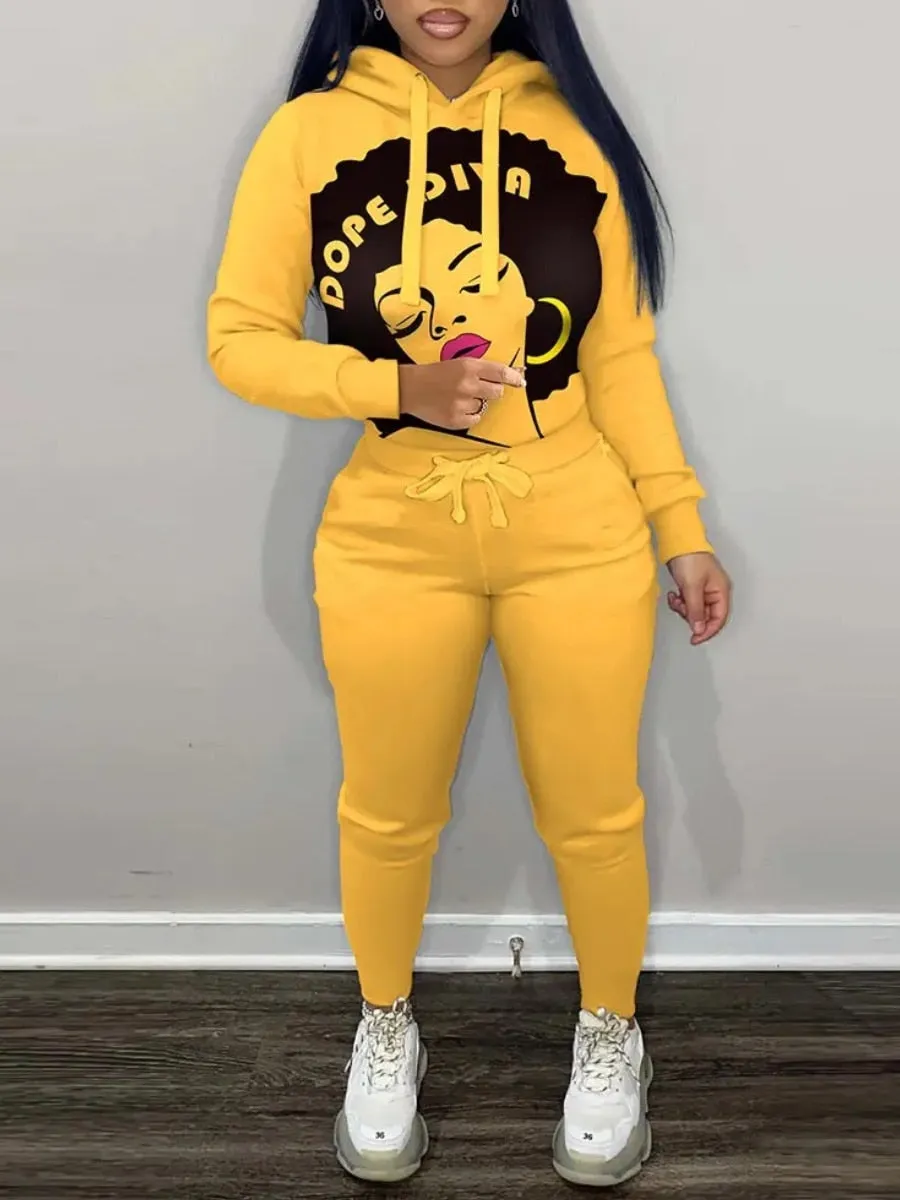 2 Piece Long Sleeve Patchwork Pants Set