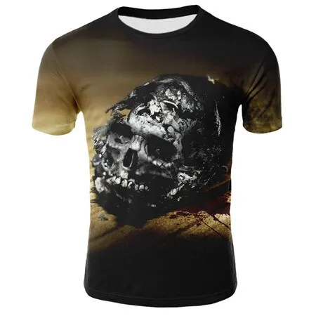 2019 new men's 3D t-shirt summer skull fashion