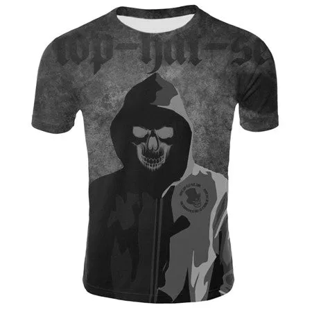 2019 new men's 3D t-shirt summer skull fashion