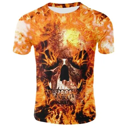 2019 new men's 3D t-shirt summer skull fashion