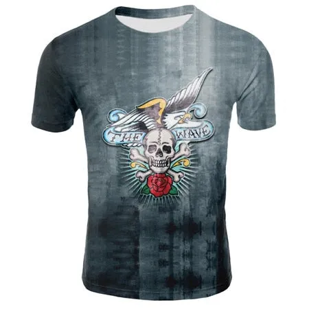 2019 new men's 3D t-shirt summer skull fashion