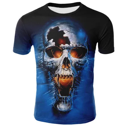 2019 new men's 3D t-shirt summer skull fashion
