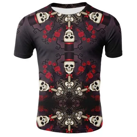 2019 new men's 3D t-shirt summer skull fashion