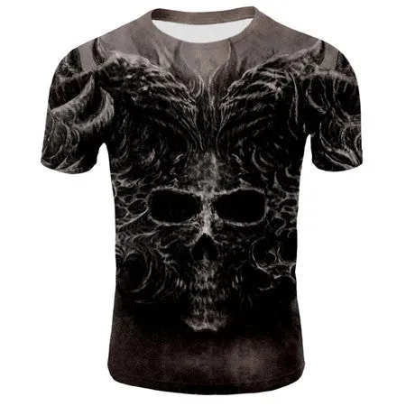 2019 new men's 3D t-shirt summer skull fashion