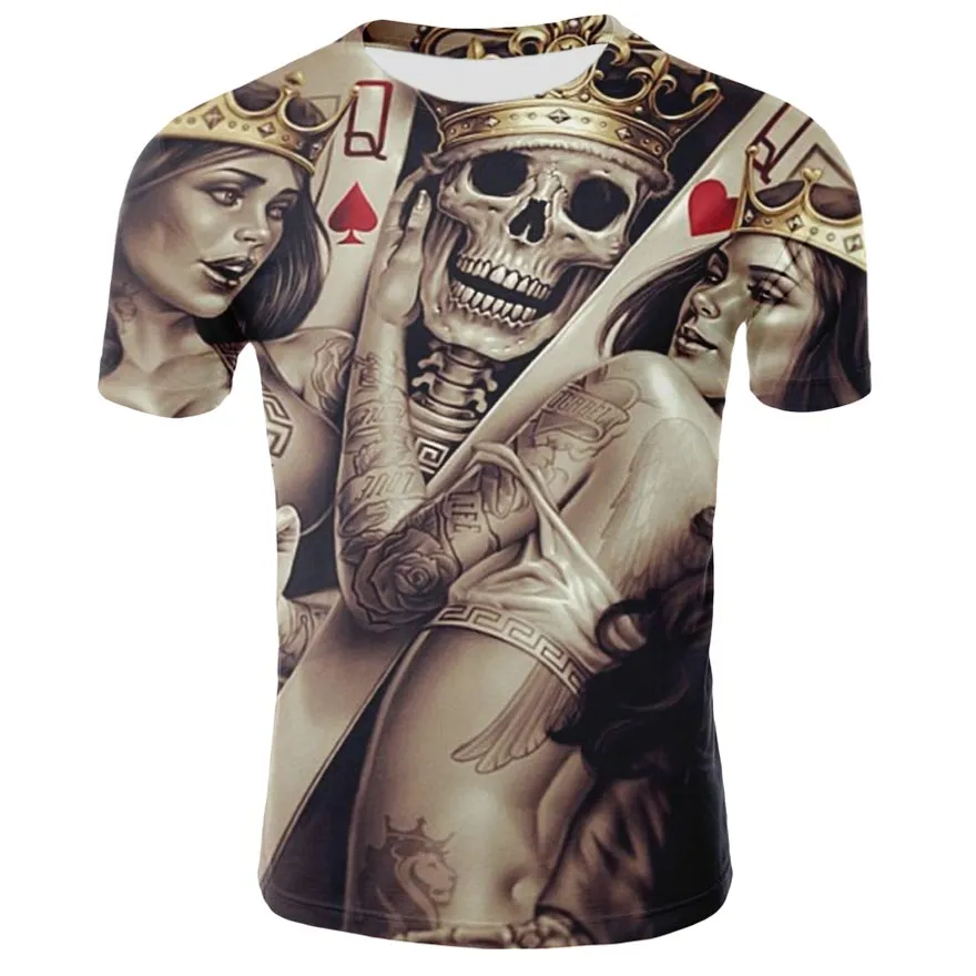 2019 new men's 3D t-shirt summer skull fashion
