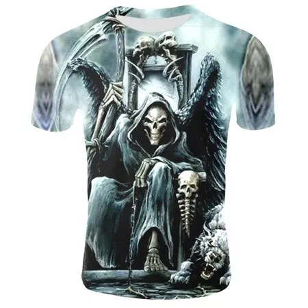 2019 new men's 3D t-shirt summer skull fashion