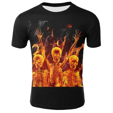 2019 new men's 3D t-shirt summer skull fashion