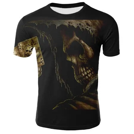 2019 new men's 3D t-shirt summer skull fashion