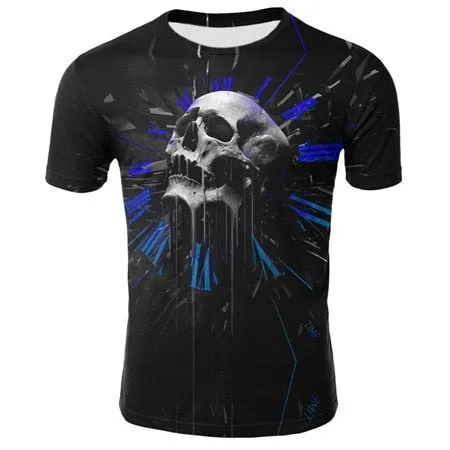 2019 new men's 3D t-shirt summer skull fashion