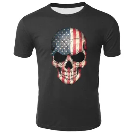 2019 new men's 3D t-shirt summer skull fashion
