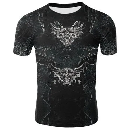 2019 new men's 3D t-shirt summer skull fashion