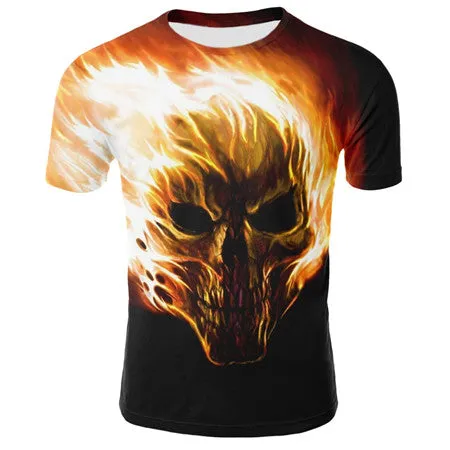 2019 new men's 3D t-shirt summer skull fashion
