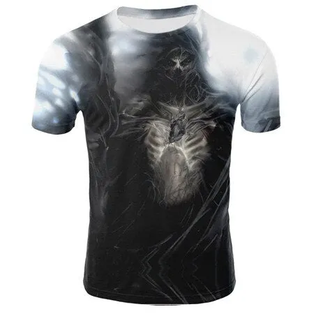 2019 new men's 3D t-shirt summer skull fashion