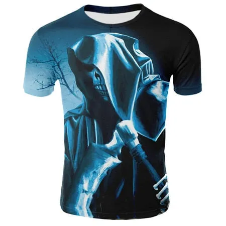 2019 new men's 3D t-shirt summer skull fashion