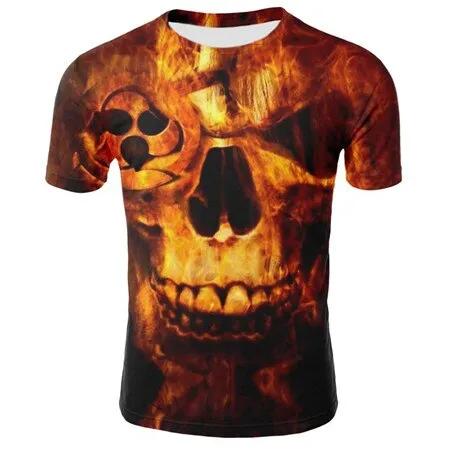 2019 new men's 3D t-shirt summer skull fashion