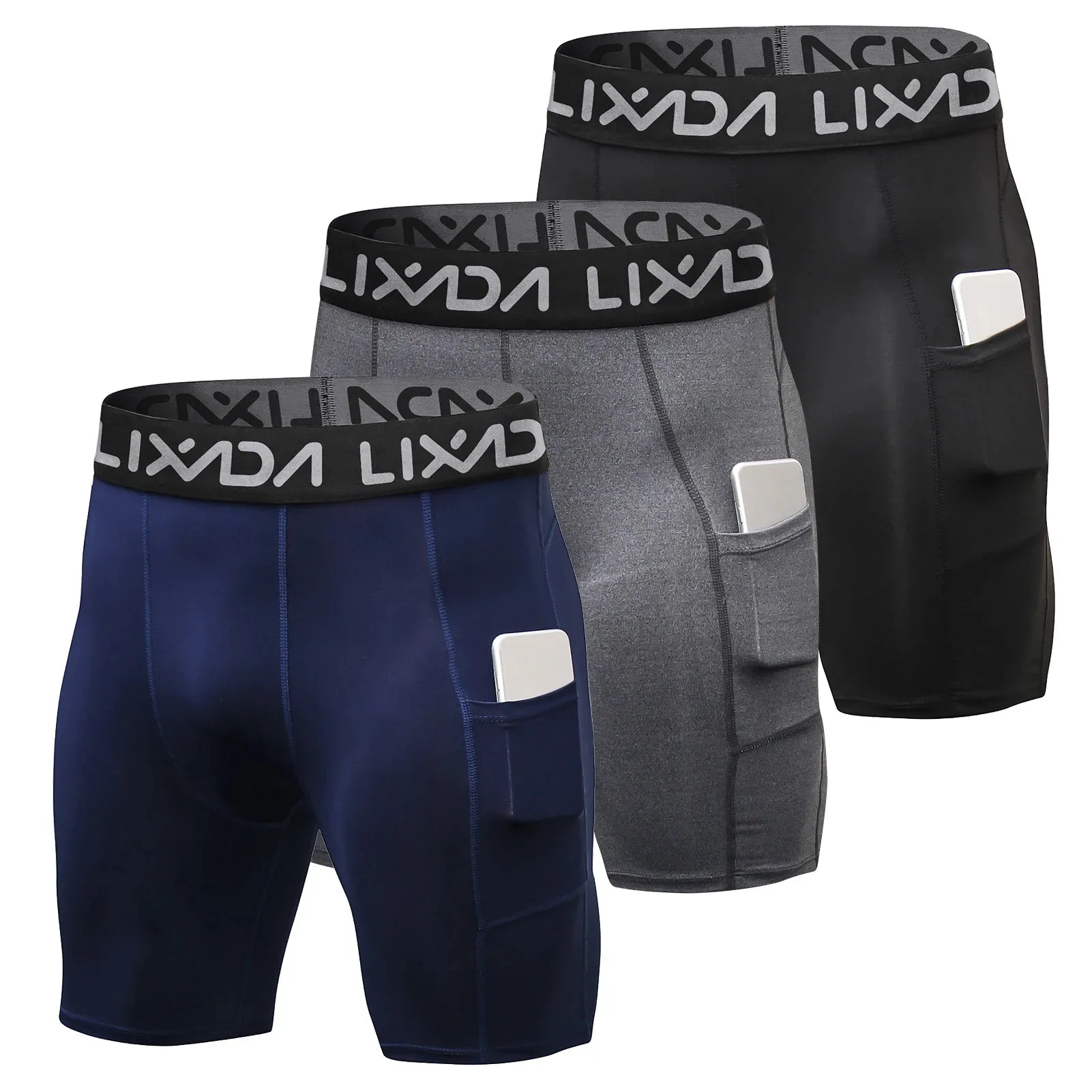 3 Pack Men Sports Shorts Active Workout Underwear with Pocket