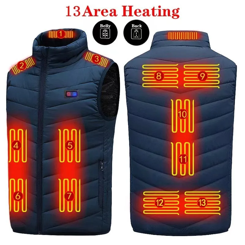 9 Heated Vest Zones Electric Heated Jackets Men's Winter Jacket Outdoor Sportswear USB Winter Heating Vest Thermal Clothing