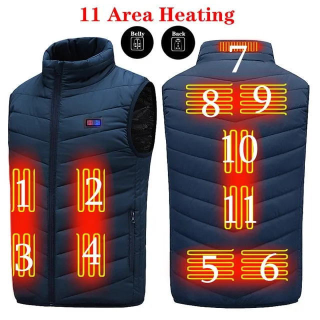 9 Heated Vest Zones Electric Heated Jackets Men's Winter Jacket Outdoor Sportswear USB Winter Heating Vest Thermal Clothing