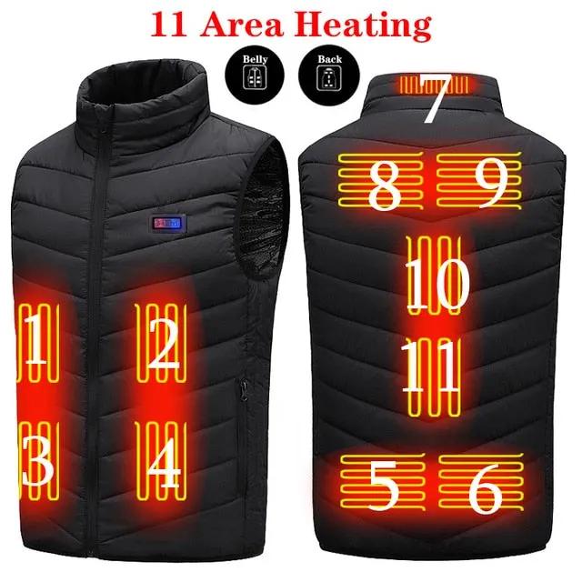 9 Heated Vest Zones Electric Heated Jackets Men's Winter Jacket Outdoor Sportswear USB Winter Heating Vest Thermal Clothing