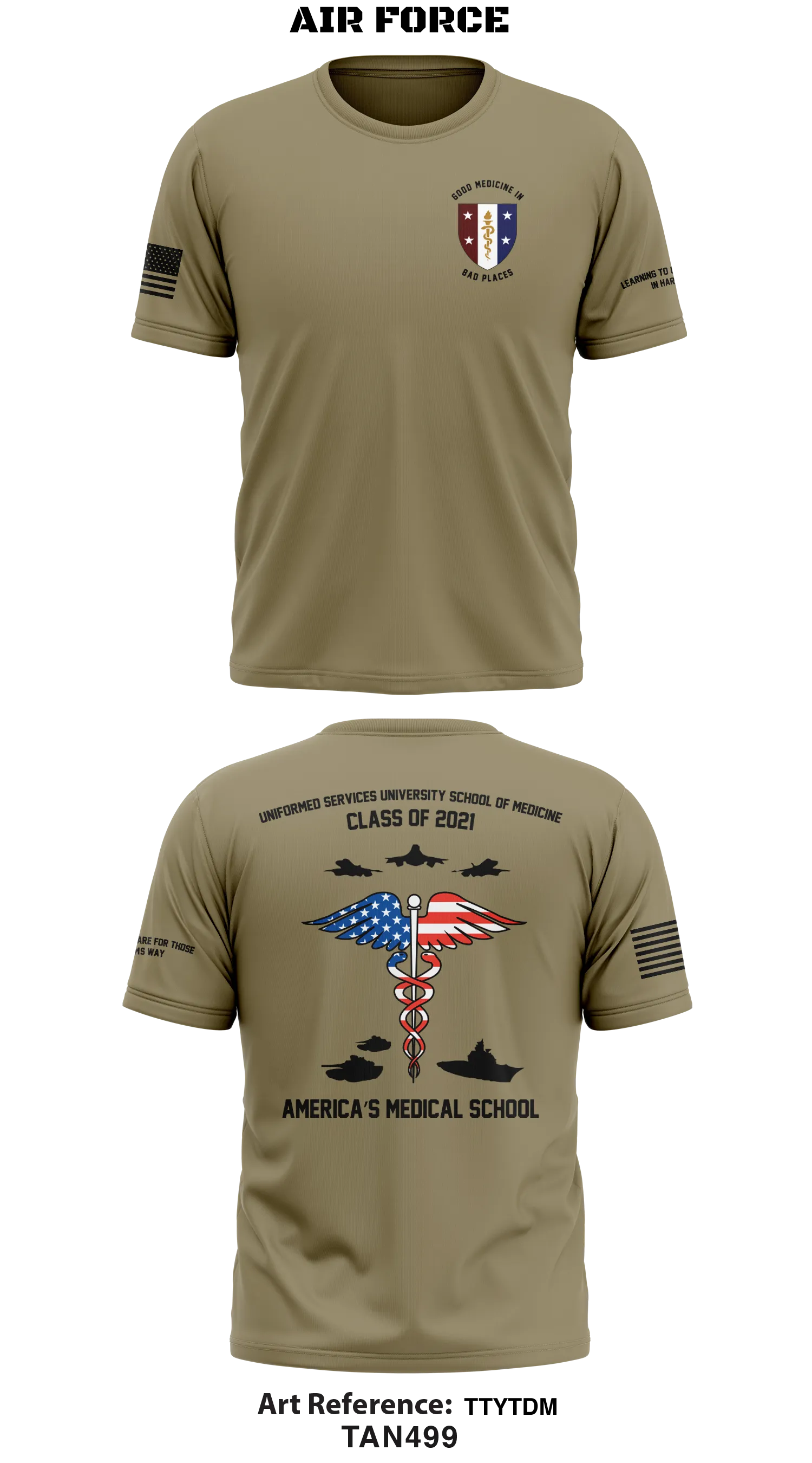 AIR FORCE - USUHS School of Medicine Class of 2021 Store 1  - Tan 499 Core Men's SS Performance Tee - TTYTDM