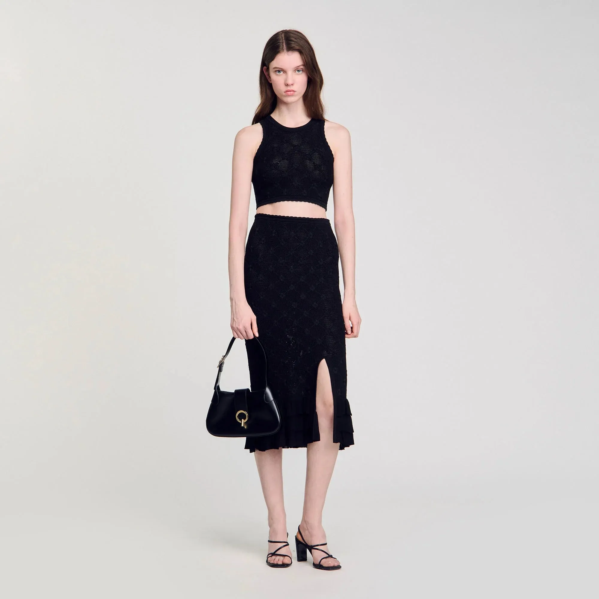 Alerio Decorative Knit Top Black