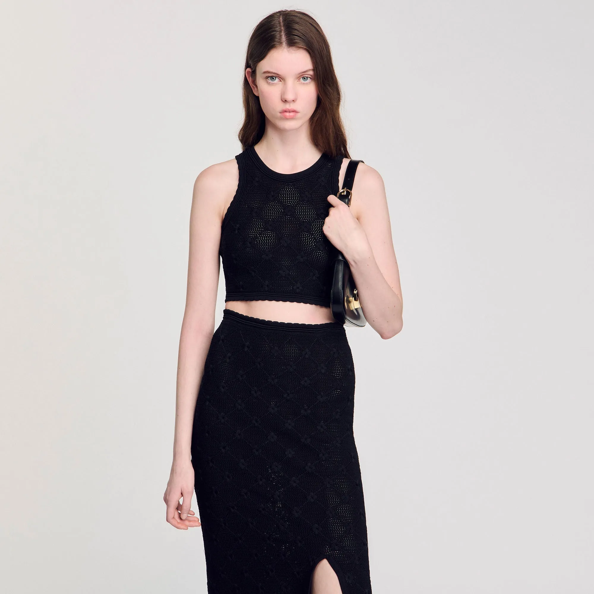 Alerio Decorative Knit Top Black