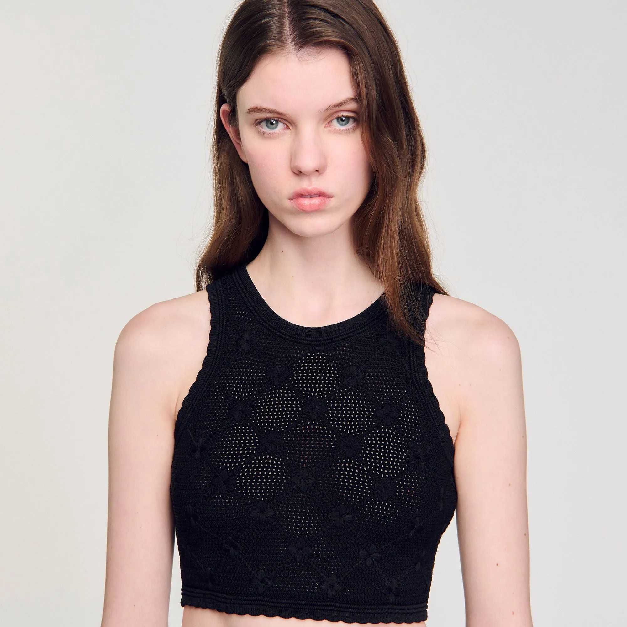 Alerio Decorative Knit Top Black