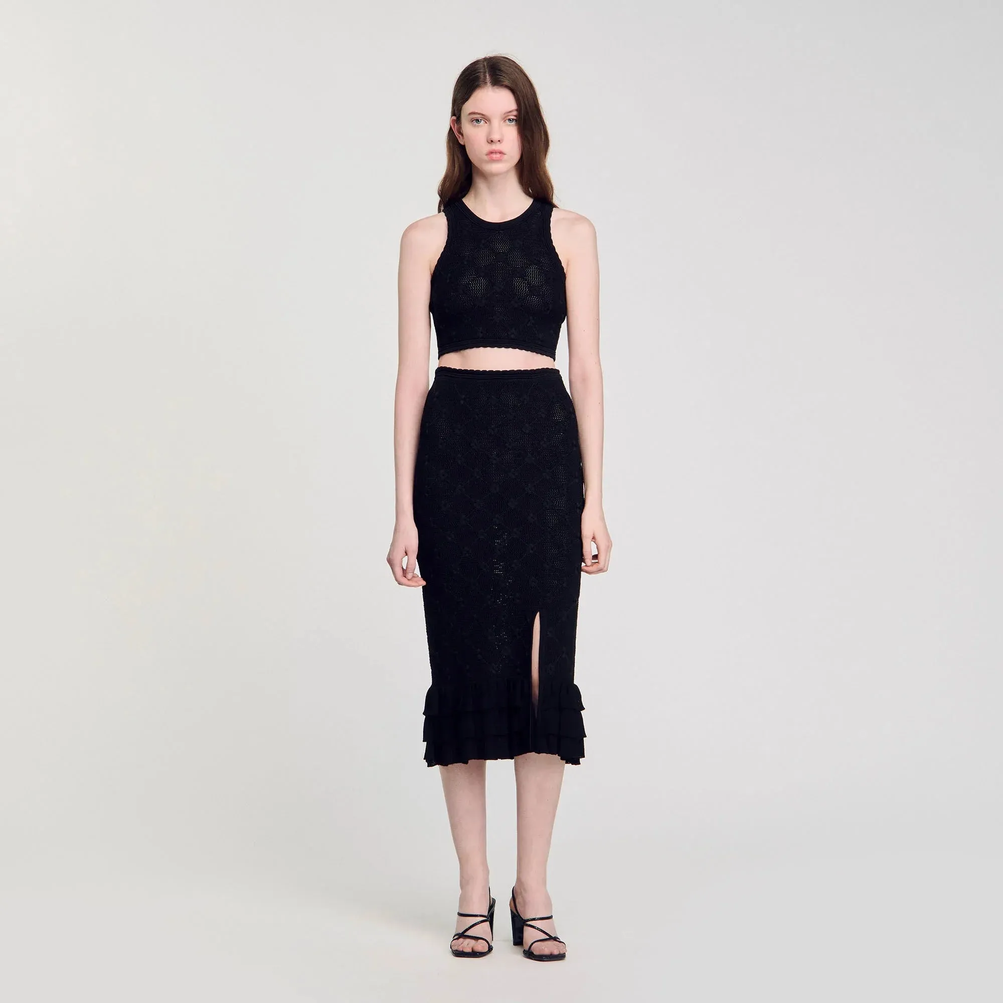 Alerio Decorative Knit Top Black