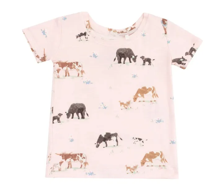 Angel Dear || Cow Families - Pink Loungewear Short Set