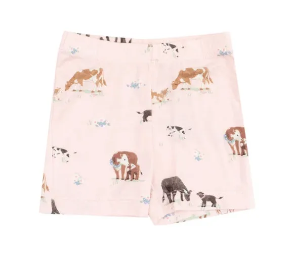 Angel Dear || Cow Families - Pink Loungewear Short Set