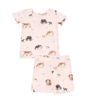Angel Dear || Cow Families - Pink Loungewear Short Set