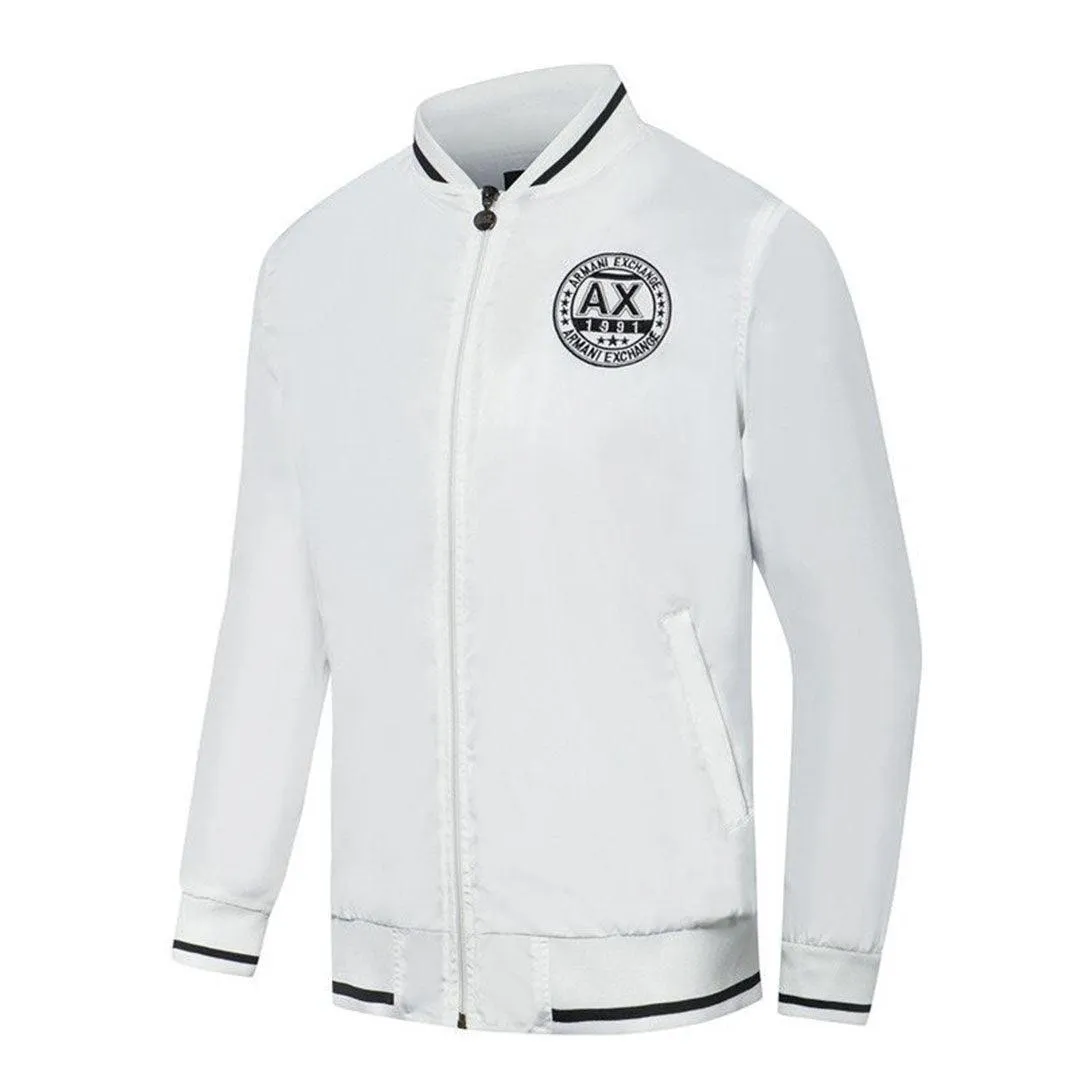Armani Exchange Ax 1991 Logo Design White Jacket Tracksuit