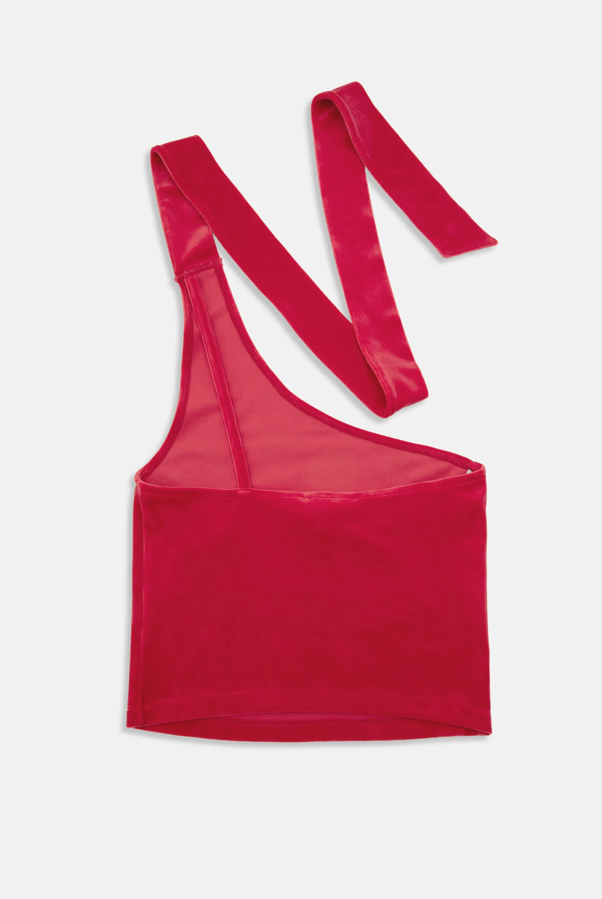 ASTOR RED IMPACT ASYMMETRIC VELOUR TOP