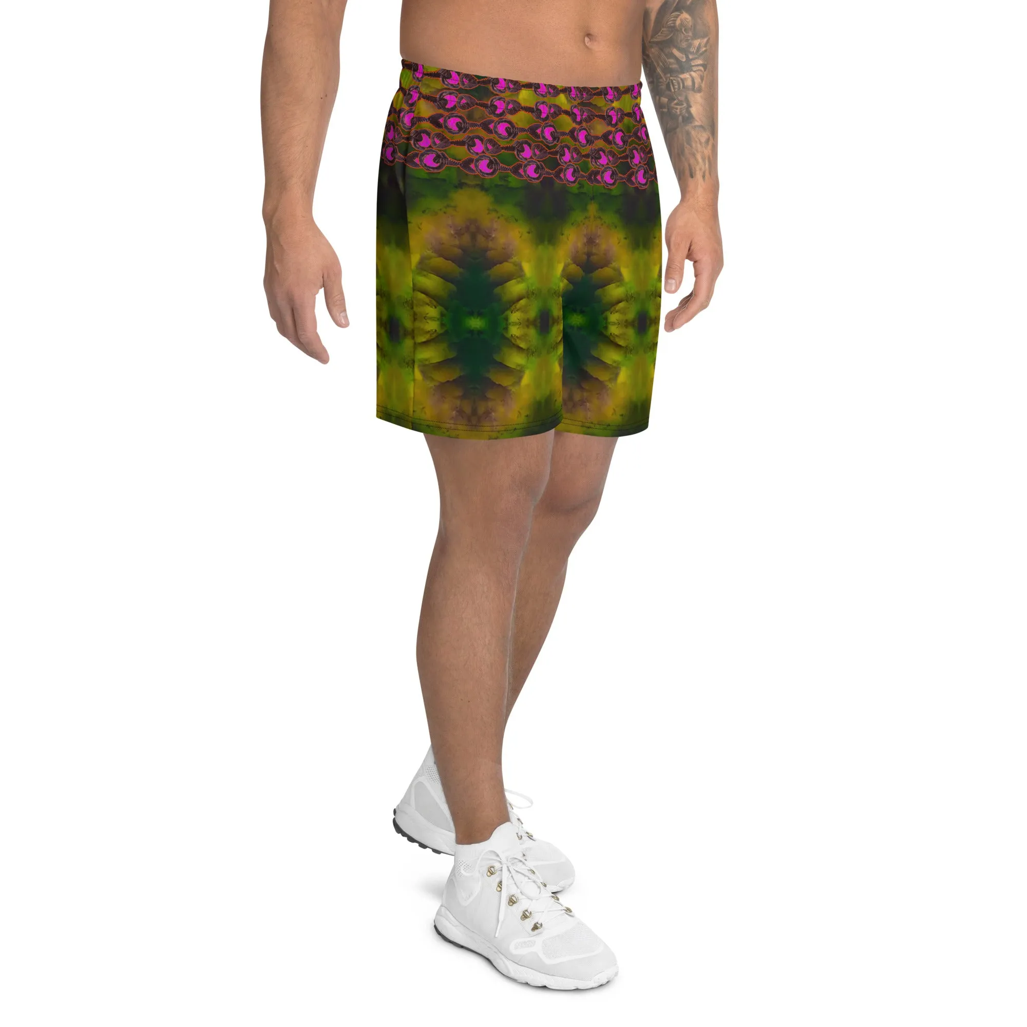 Athletic Long Shorts (Unisex)(Virilis/Muliebris)(Grail Night Rose Pink Logo) RJSTH@Fabric#7 RJSTHS2021 RJS
