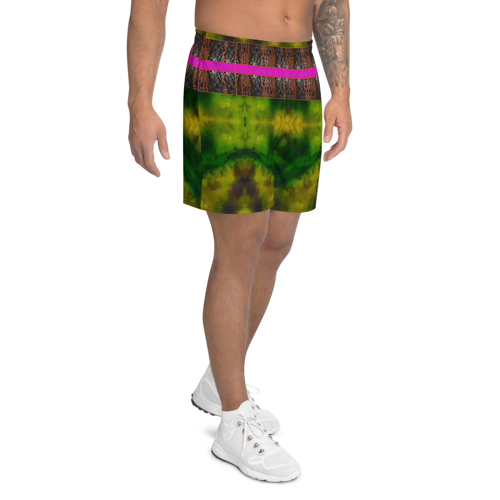 Athletic Long Shorts (Unisex)(Virilis/Muliebris)(Tree Link Stripe) RJSTH@Fabric#7 RJSTHS2021 RJS
