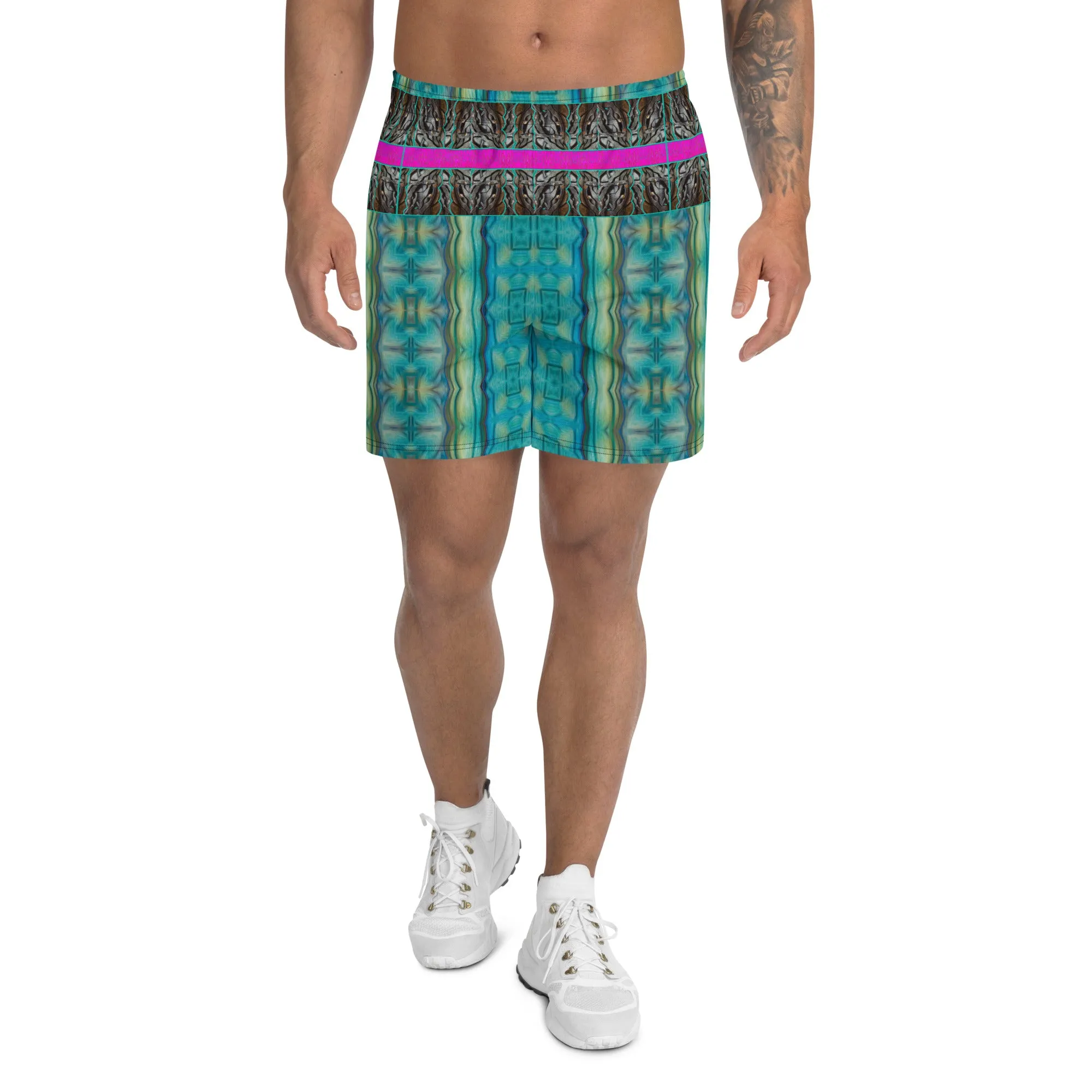 Athletic Long Shorts (Unisex)(Virilis/Muliebris)(Tree Link Stripe) RJSTH@Fabric#9 RJSTHS2021 RJS