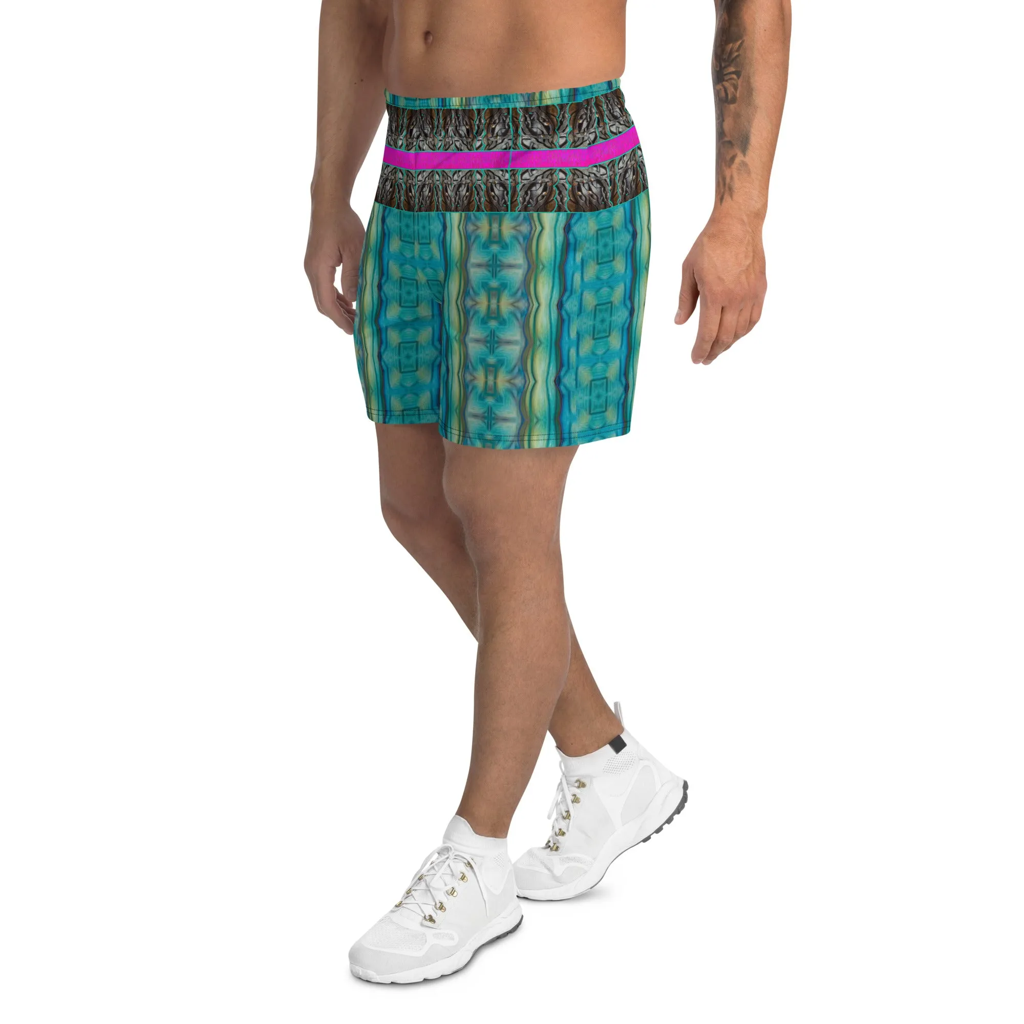 Athletic Long Shorts (Unisex)(Virilis/Muliebris)(Tree Link Stripe) RJSTH@Fabric#9 RJSTHS2021 RJS