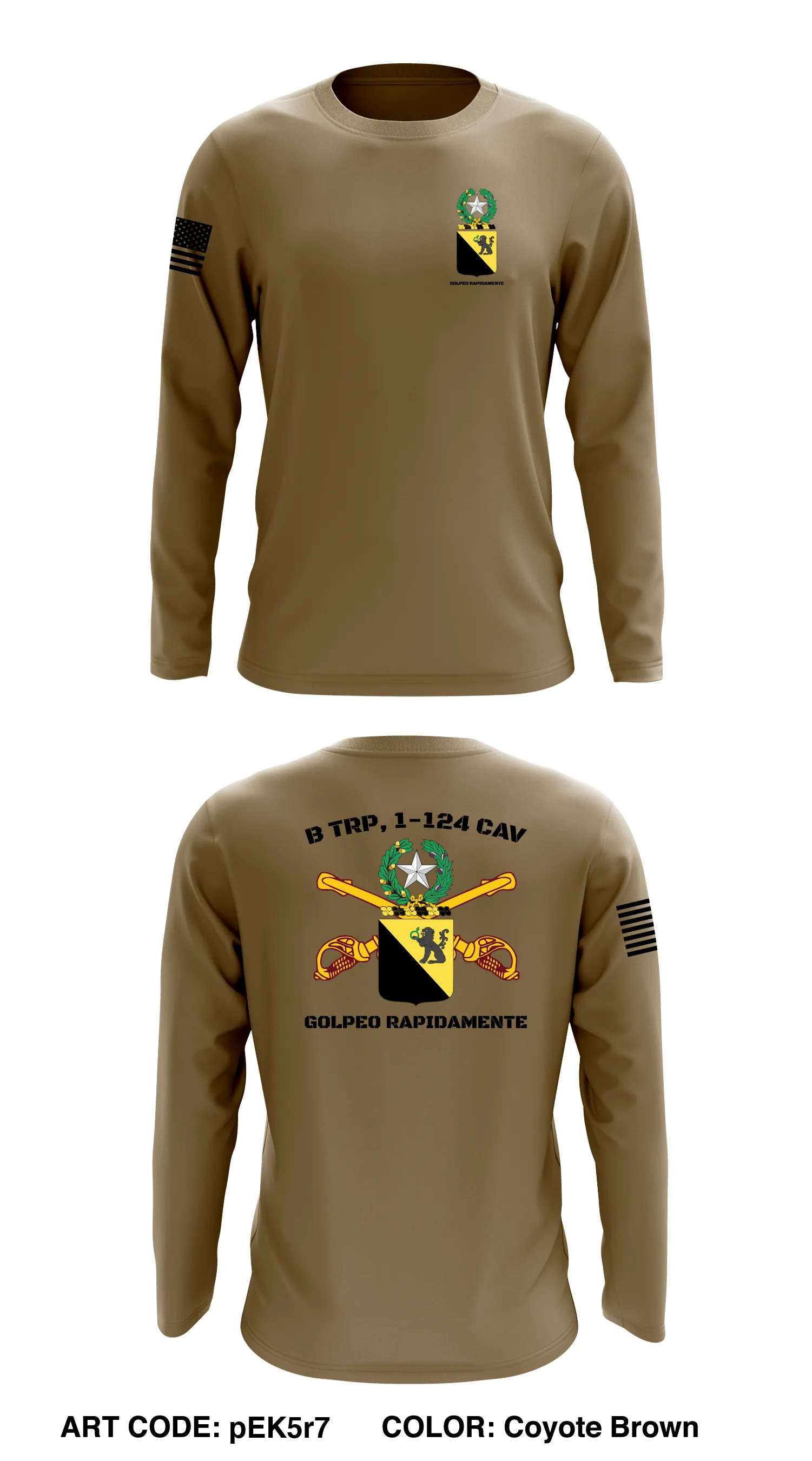 B Trp, 1-124 Cav Store 1 Core Men's LS Performance Tee - pEK5r7