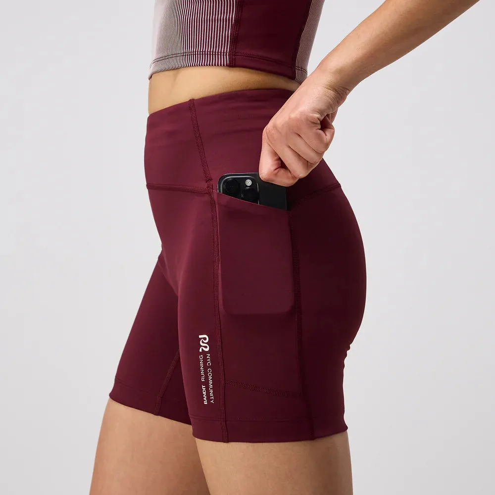 Bandit Running: Stamina High Waist 5" Women's Compression Shorts - Port