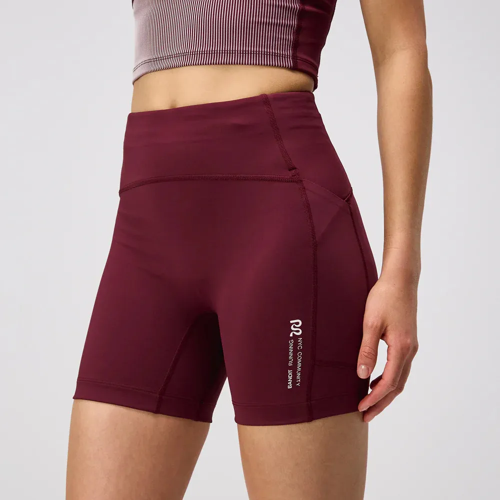 Bandit Running: Stamina High Waist 5" Women's Compression Shorts - Port