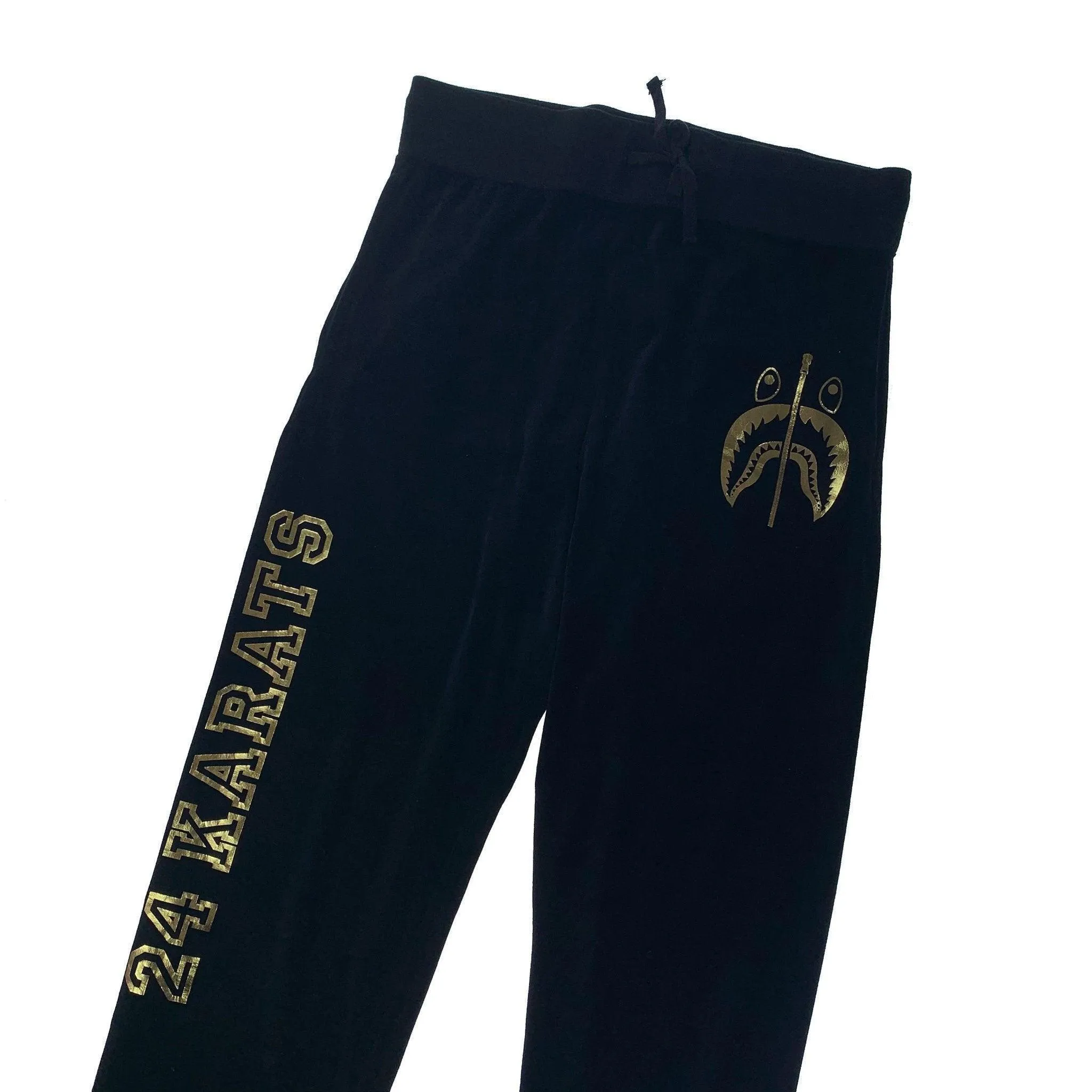 Bape x 24K Velour Shark Sweat Pants Black