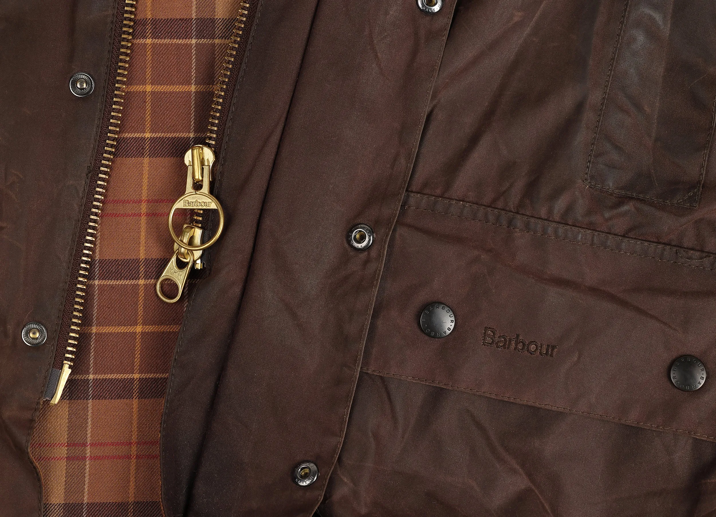 Barbour Beaufort Wax Jacket Coat - Brown - XL