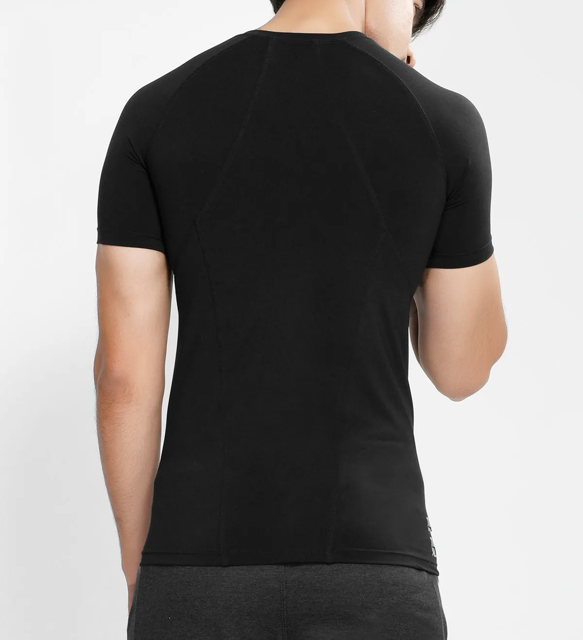Black Half Zipper Compression T-Shirt