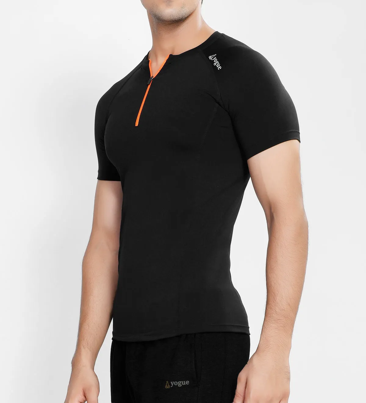 Black Half Zipper Compression T-Shirt