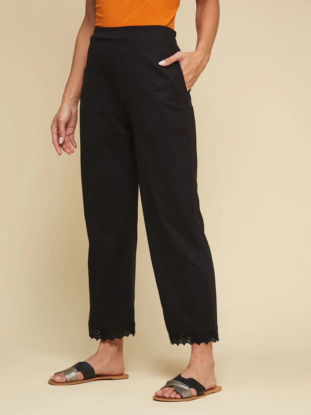 Blissful Lace Lounge Pants-BLACK