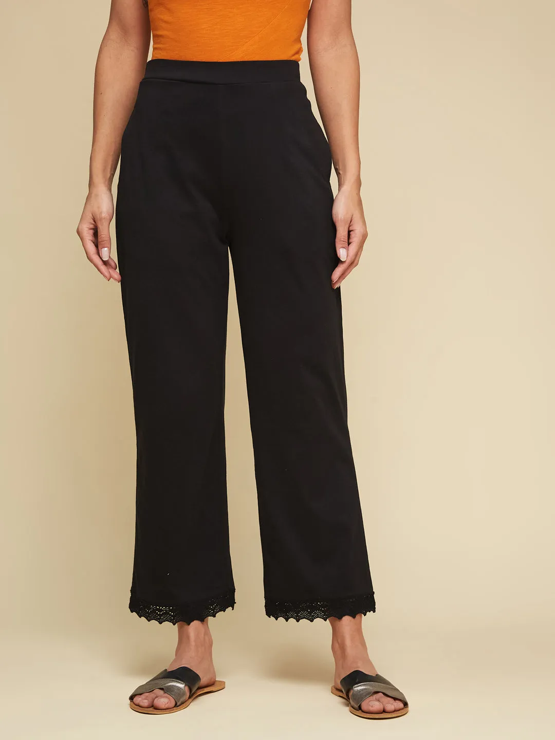 Blissful Lace Lounge Pants-BLACK