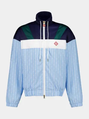 Blue Pinstripe Laurel Track Jacket