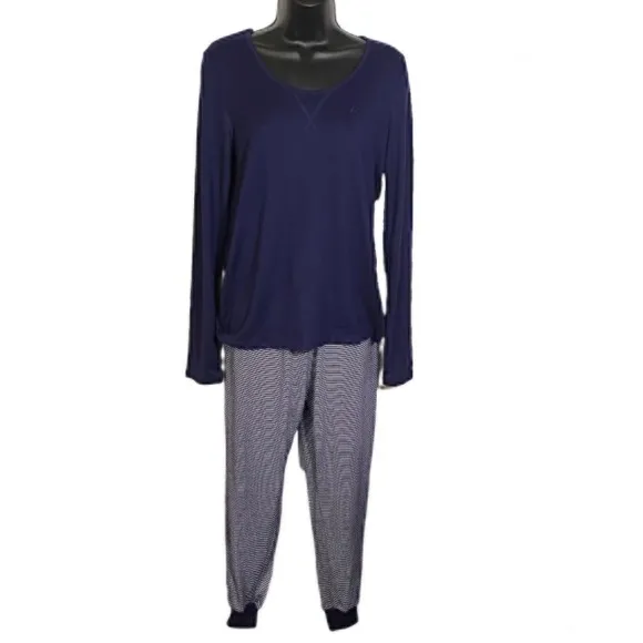 Born Navy Long Sleeve Top Size Small and Joggers Pajama Pants Size Medium Set