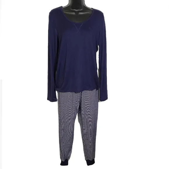 Born Navy Long Sleeve Top Size Small and Joggers Pajama Pants Size Medium Set
