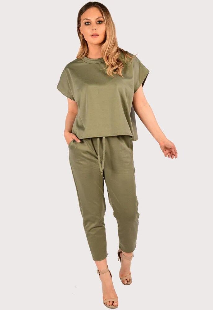 Boxy Short Sleeved Round Neck Two Piece Loungewear Tracksuit